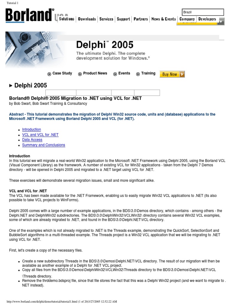 Borland Delphi 2005 Migration To .NET Using VCL For | PDF | Constructor ...