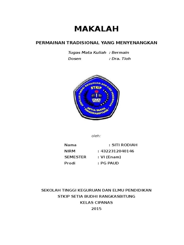Jurnal Pengertian Permainan Tradisional Pdf
