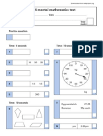 Year 5 2006 Optional SATS Maths - Mental Answer Sheet