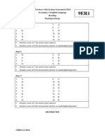 Territory-Wide System Assessment 2014 Secondary 3 English Language Reading Marking Scheme