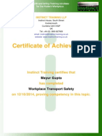 Certificate of Achievement: Instinct Training Certifies That