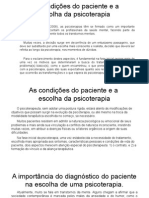 Escolha da psicoterapia e diagnóstico do paciente