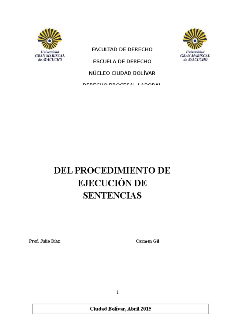 Del Procedimiento de Ejecución de Sentencias y La Estabilidad Laboral ...