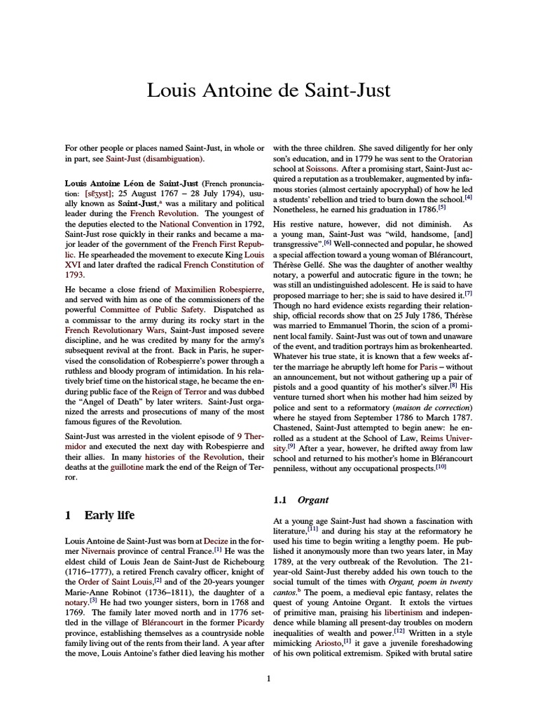Louis Antoine de SaintJust Atlantic Revolutions French Revolution