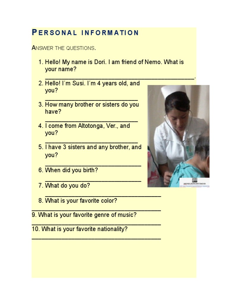 Personal Information Questionnaire | PDF