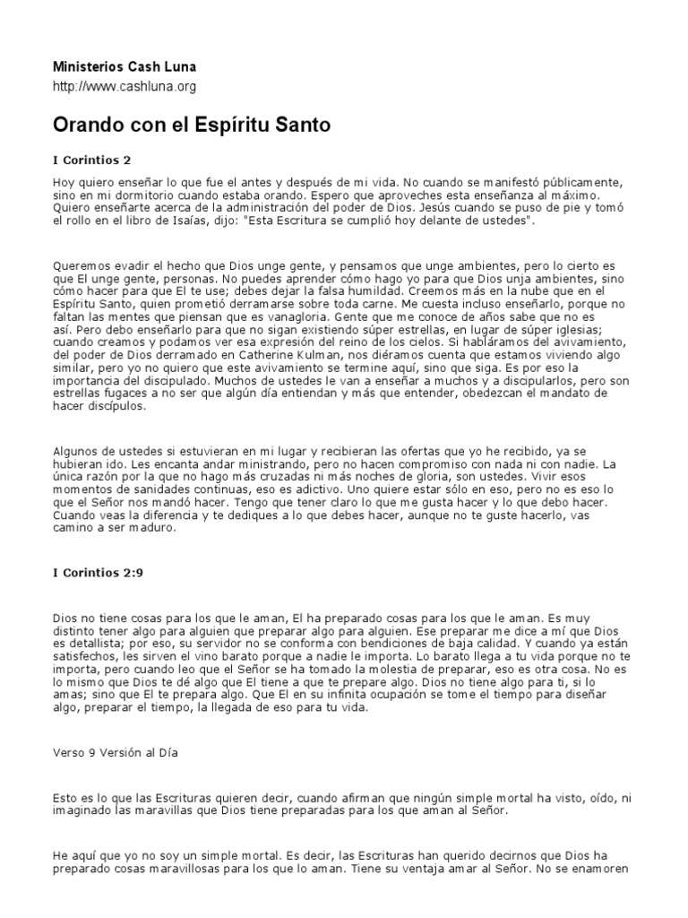 Orando Con El Espíritu Santo PDF | PDF | Oración | Dios