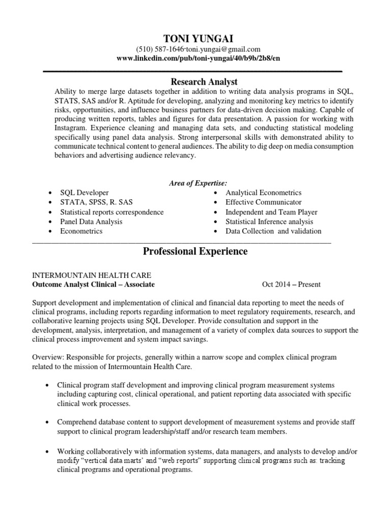 Research Analyst PDF Statistics Data Analysis
