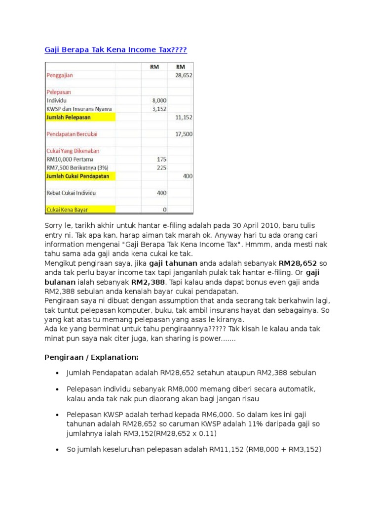 Gaji Berapa Tak Kena Tax PDF