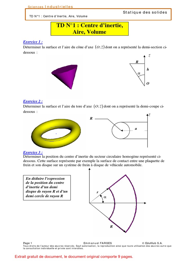 Comment Calculer L aire D un Demi Disque Klubprepa Extrait 5924 | PDF | Le volume | Centre d'inertie