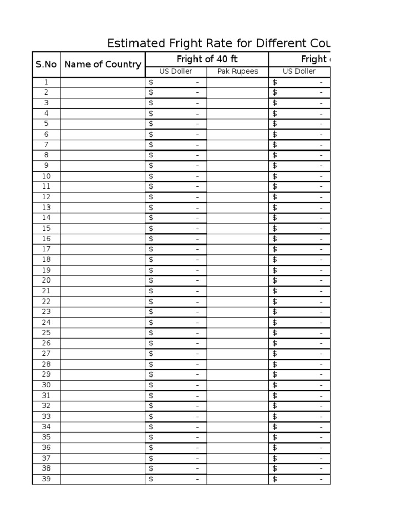 Frieght Rate Form | PDF | Home & Garden
