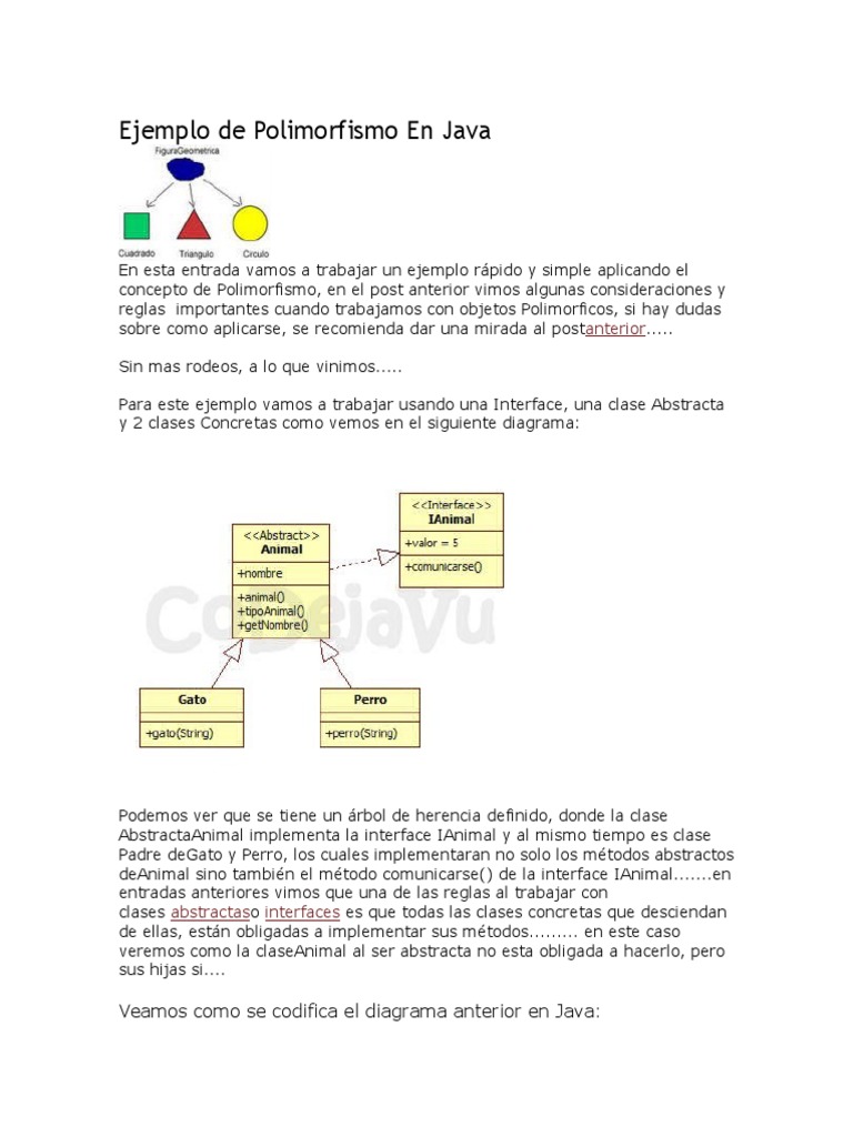Ejemplo de Polimorfismo en Java | PDF | Herencia (Programación ...