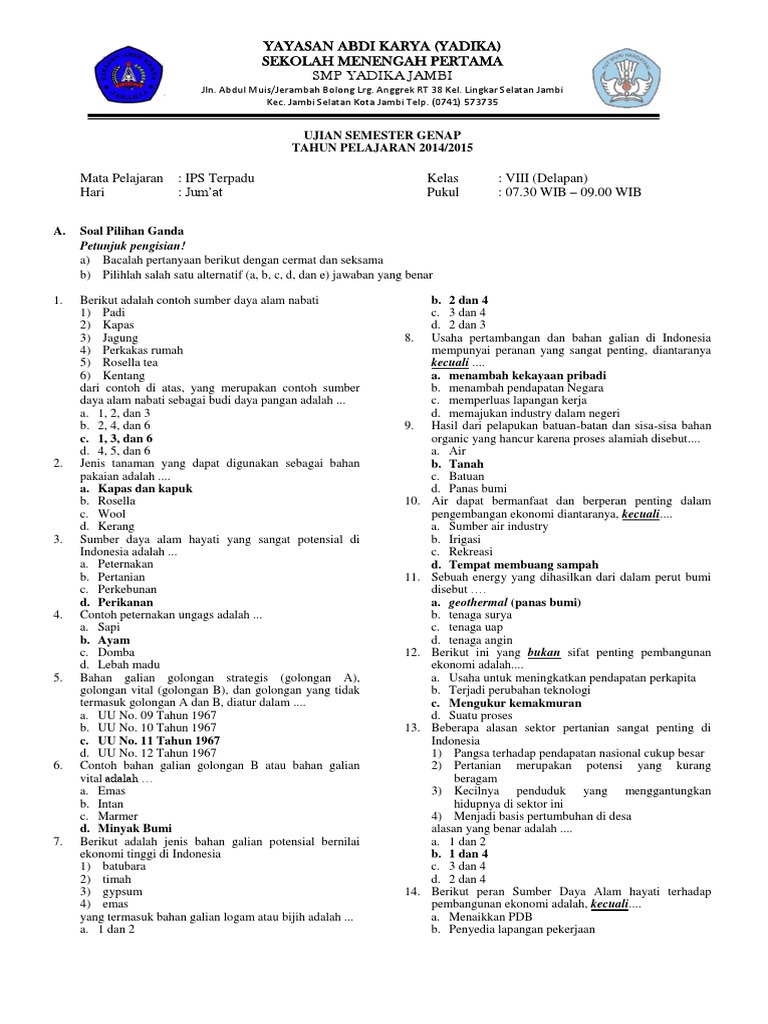 Soal Uts Ips Semester 2 Kelas 9 Tahun 2011 2012