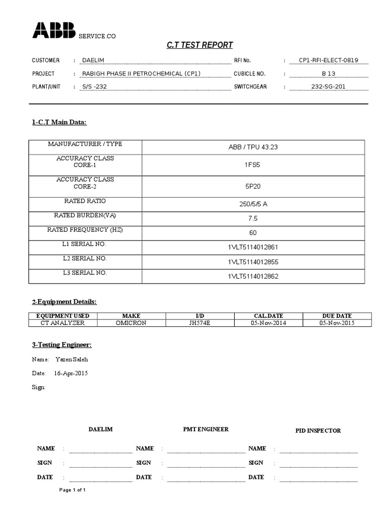C.T Test Report | PDF | Technology & Engineering