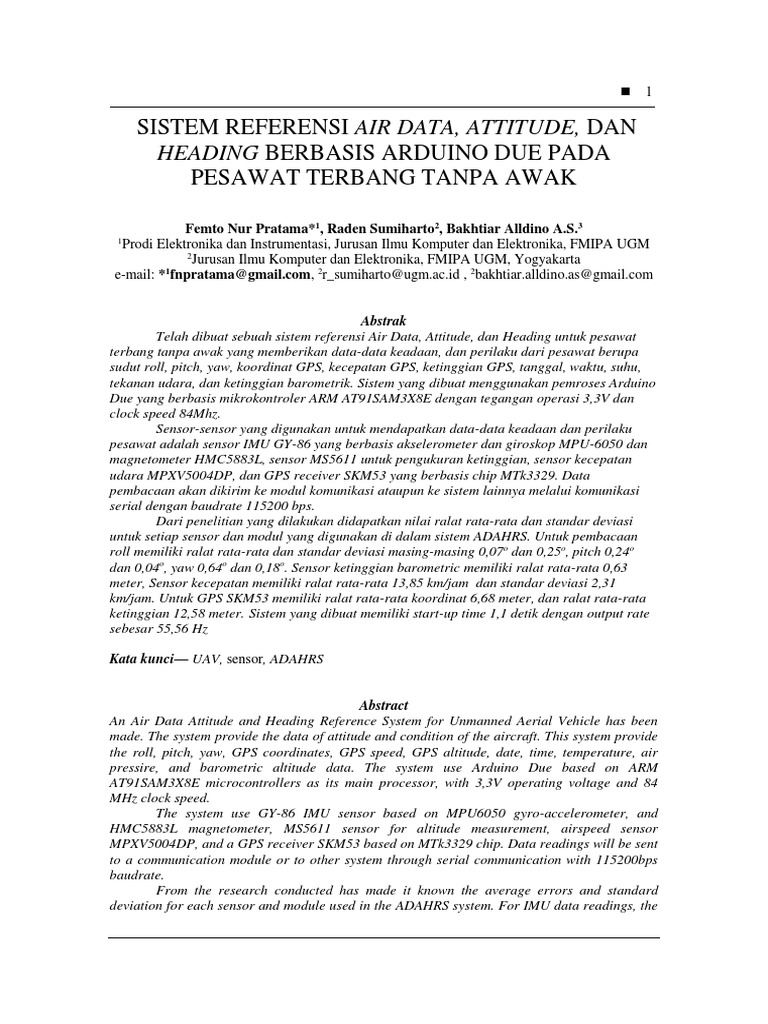Air Data Attitude and Heading Reference System For UAV PDF