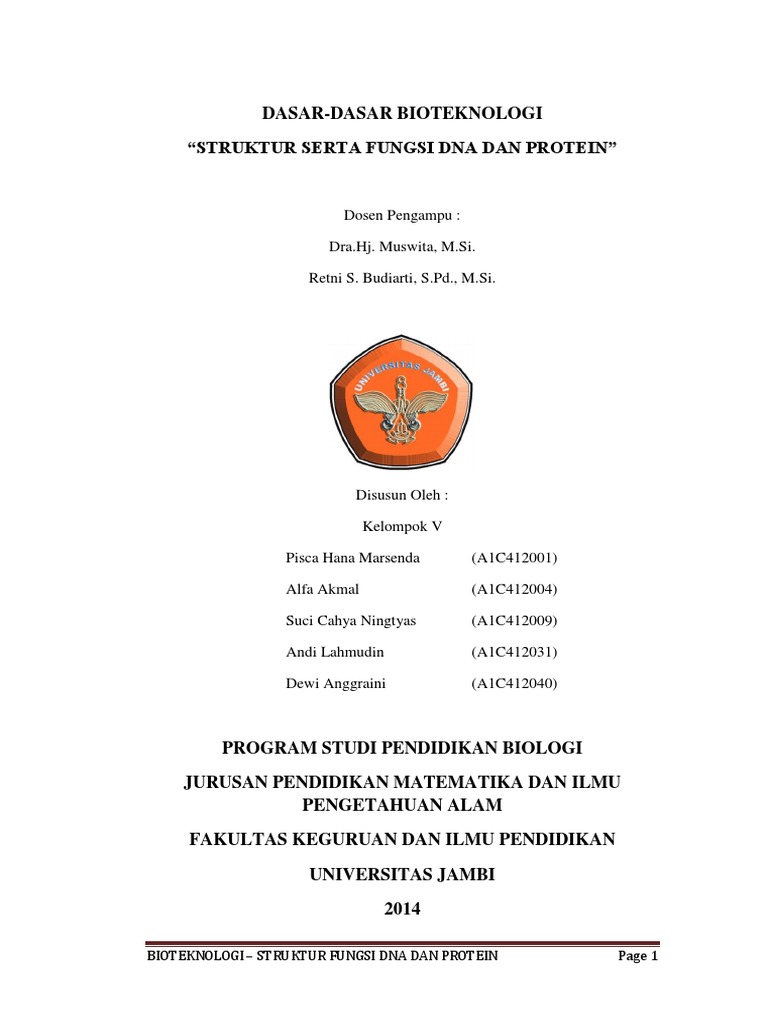 Kel 5-Struktur Fungsi Dna Dan Protein | PDF | Sains & Matematika