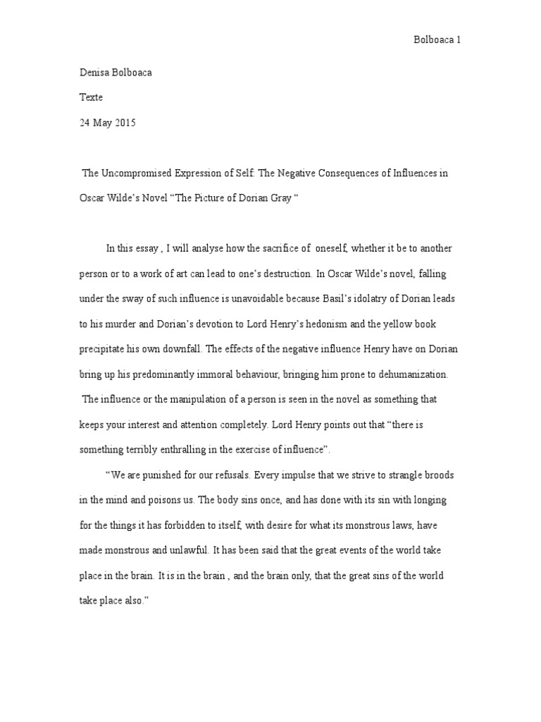 the picture of dorian gray essay pdf