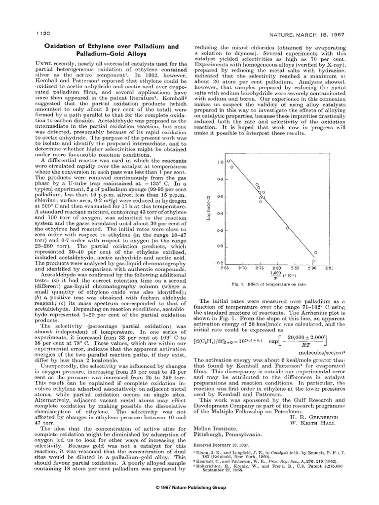 Oxidation of Ethylene - Nature | PDF