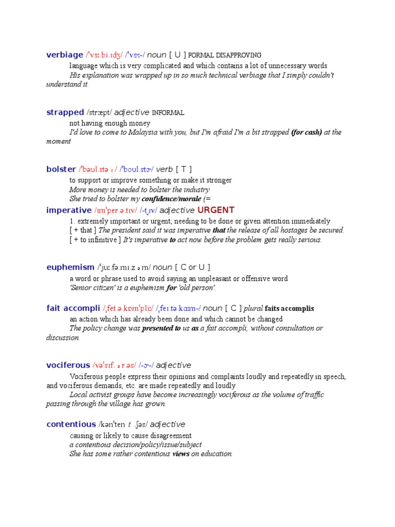Vocabulary Definitions and Usage Guide | PDF