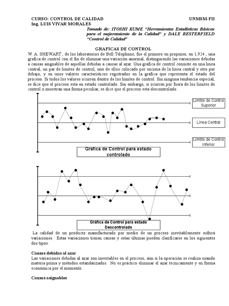 Gráficas de Control en Calidad Industrial | PDF | Desviación Estándar ...