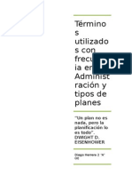 tERMINOS UTILIZADOS CON FRECUENCIA EN LA ADMINITRACION Y TIPOS DE PLANES