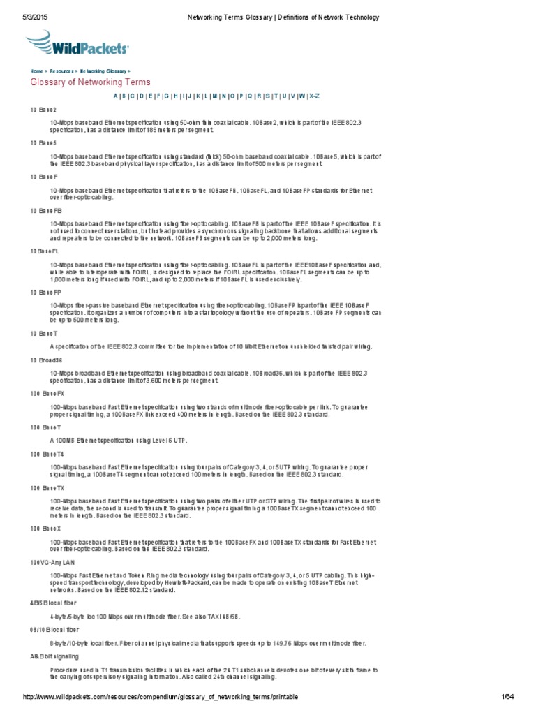 Networking Terms Glossary _ Definitions of Network Technology