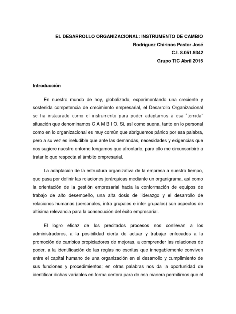 Desarrollo Organizacional y Cambio Empresarial | PDF | Desarrollo ...