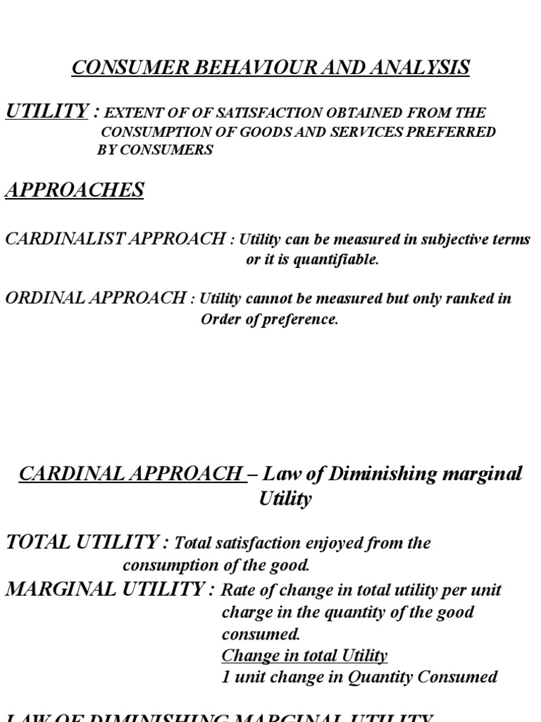 Consumer Behaviour and Utility Analysis | PDF | Utility | Economic ...