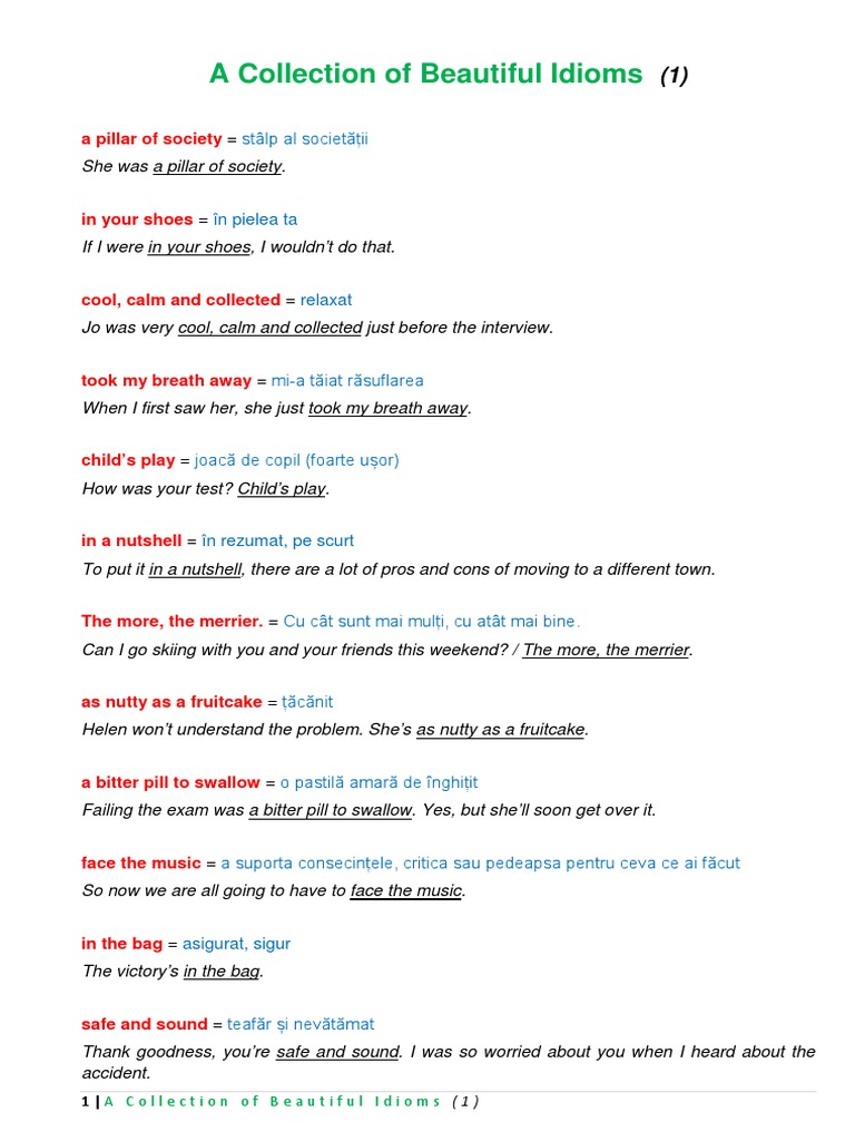 A Collection of Beautiful Idioms 1 PDF | PDF | Leisure | Nature