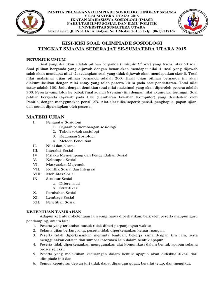Kisi Kisi Soal Olimpiade Sosiologi Imasi