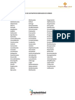 Lista de Sustantivos Derivados de Verbos