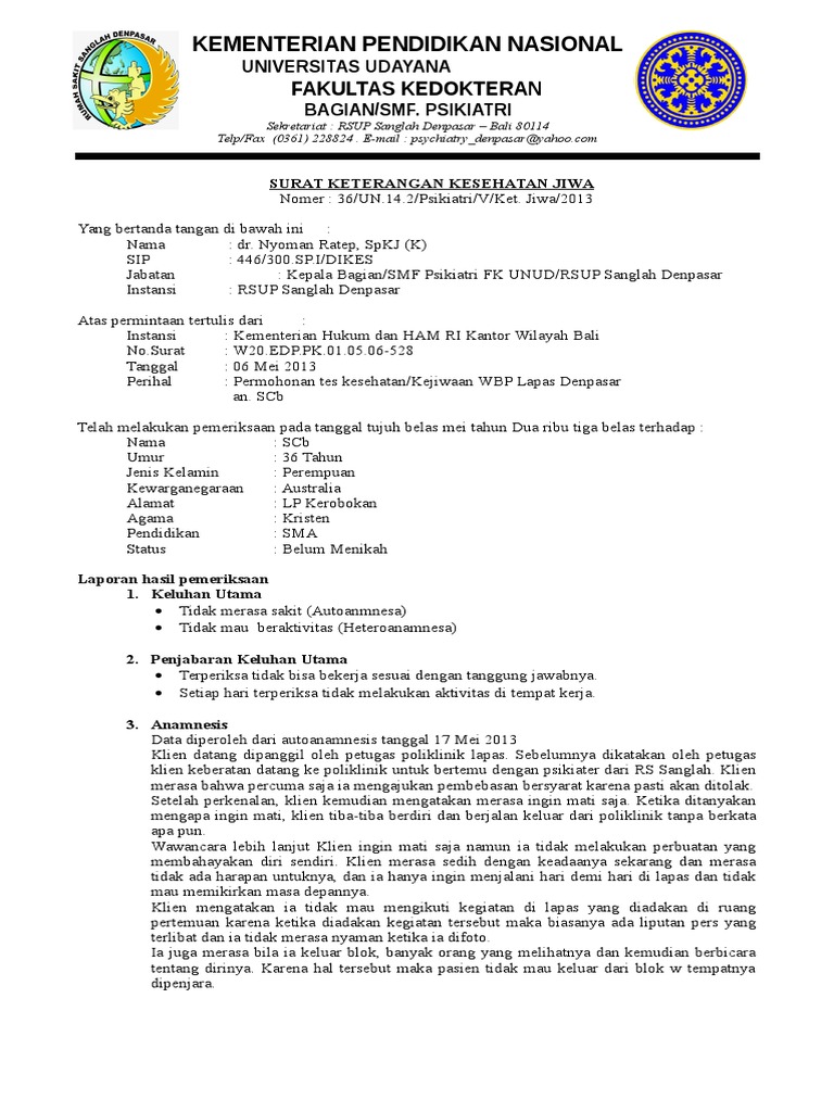 Surat Keterangan Sehat Jiwa
