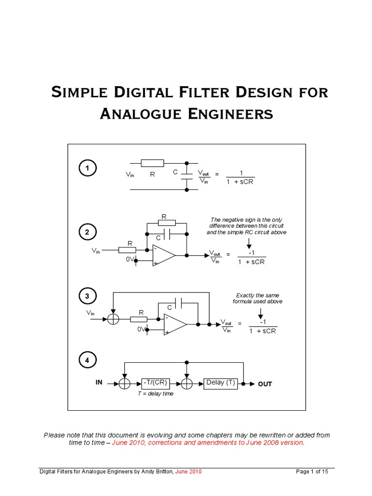 Digital Filter Design For Analogue Engineers | PDF | Low Pass Filter ...