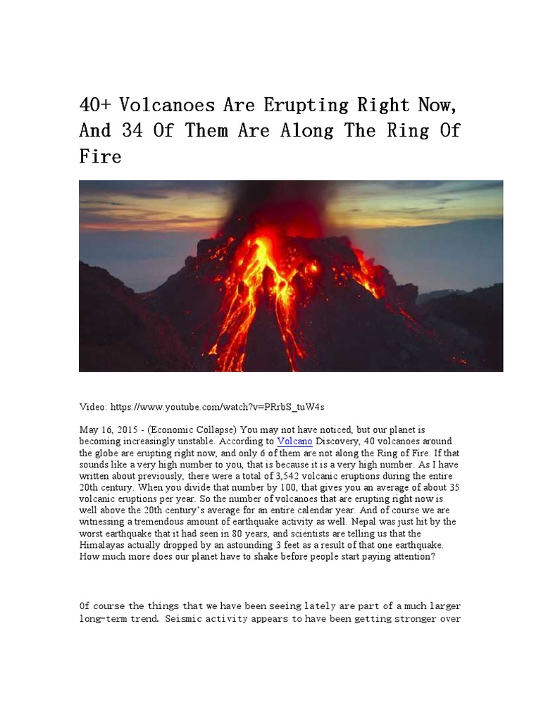 40+ Volcanoes Are Erupting Right Now, and 34 of Them Are Along The Ring