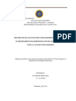 Descripción de Las Funciones y Procedimientos Utilizados en El Departamento de Administracion Del Hotel Margarita Suite, S.A. Estado Nueva Esparta