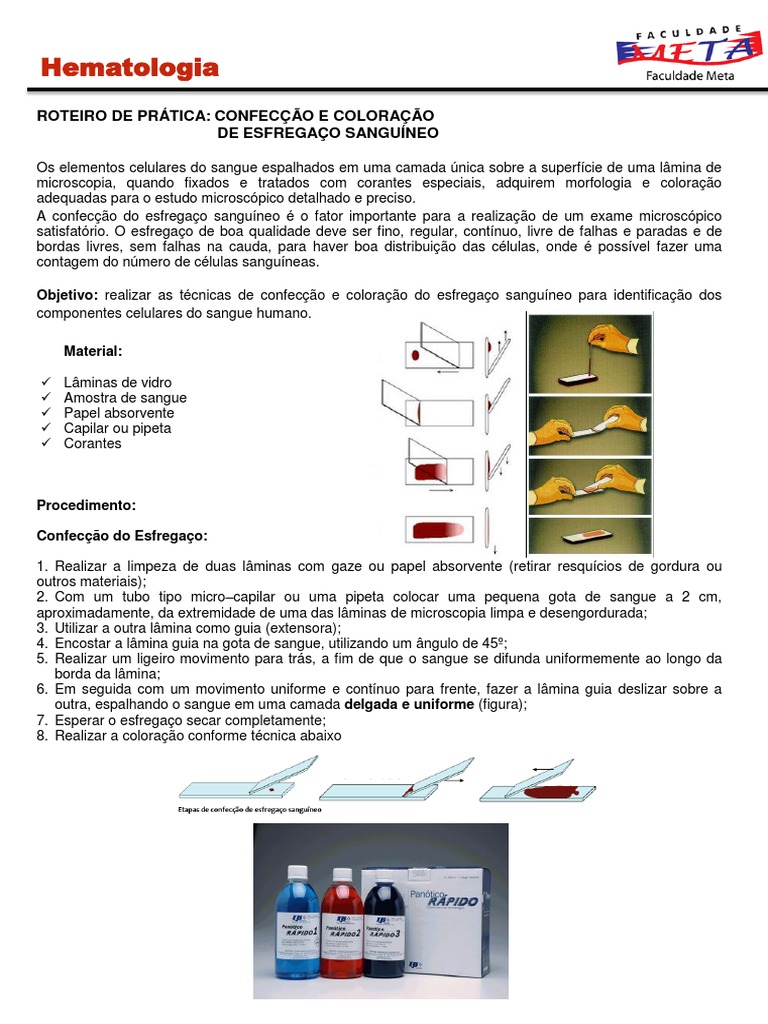 2014 4-Prática - Esfregaço Sanguíneo PDF | PDF | Química | Produtos químicos, image size:768x1024