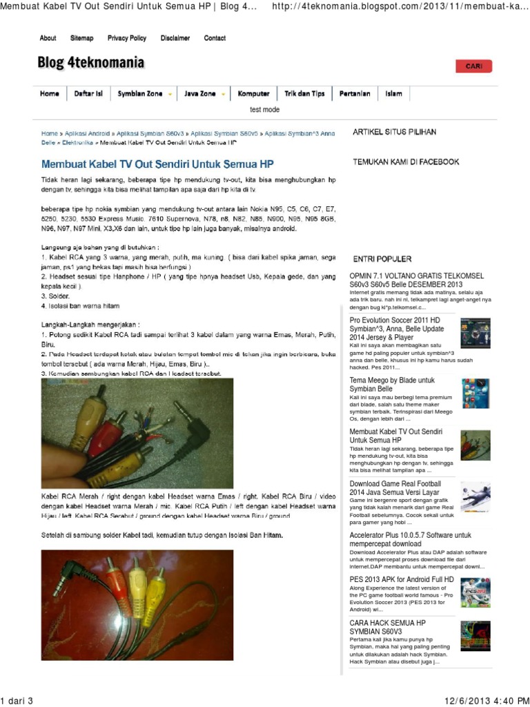 Membuat Kabel TV Out Sendiri