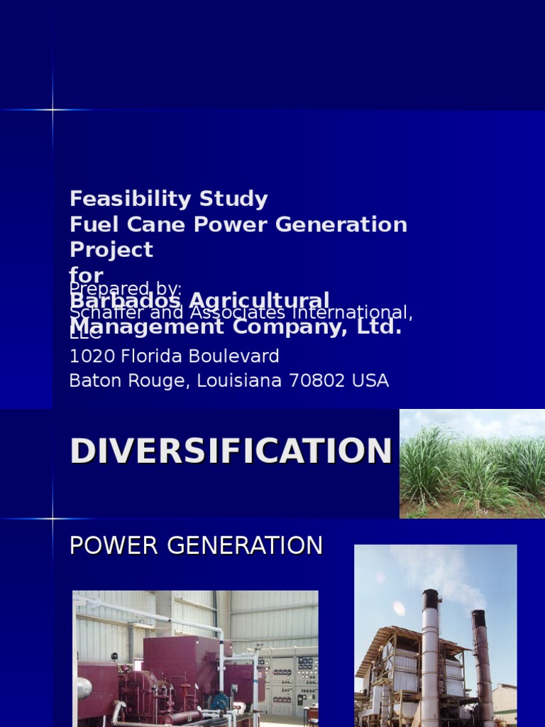 Feasibility Study Fuel Cane Power Generation Project For Barbados