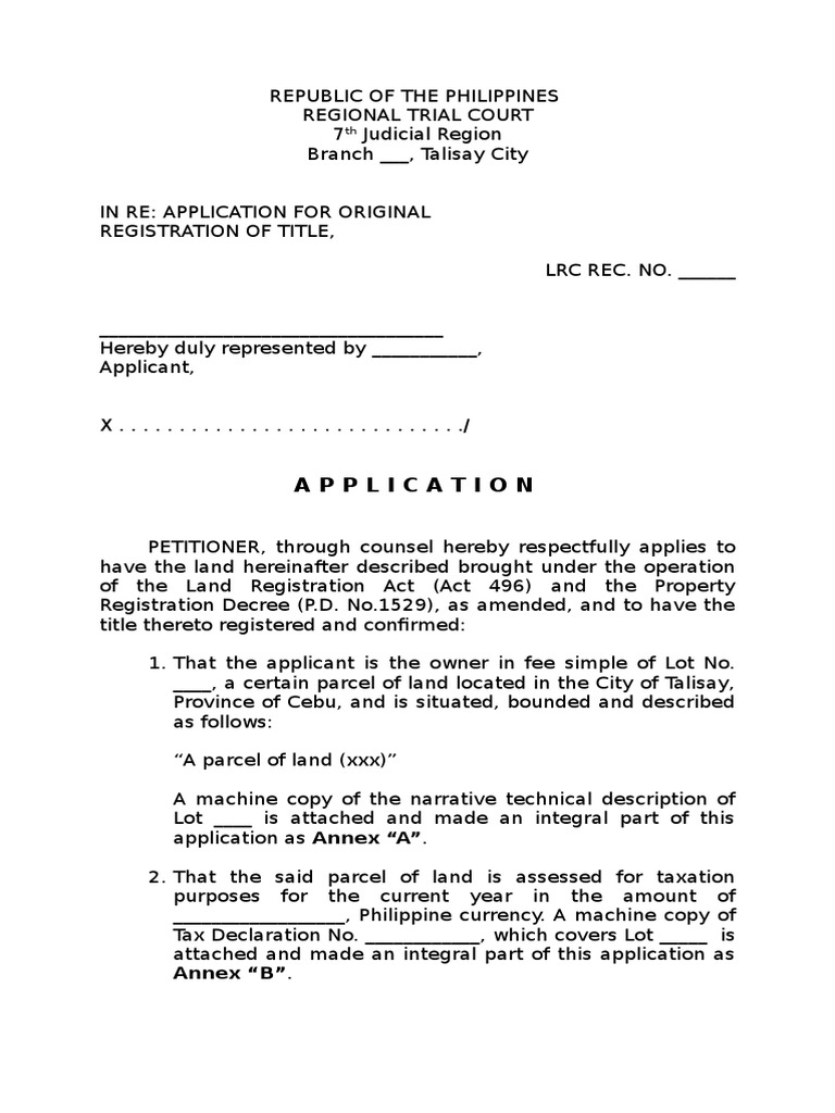 Application for Judicial Titling | Private Law | Property Law