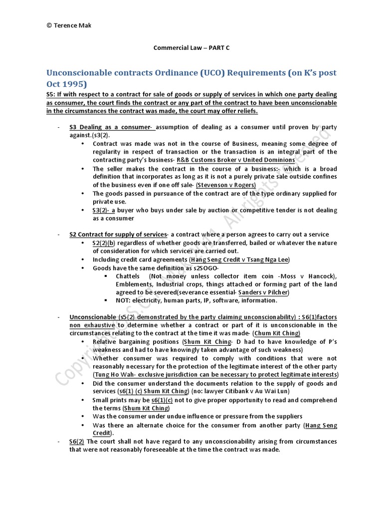 Unconscionable Contracts Overview | PDF | Misrepresentation In English ...