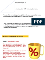 Pecentages Learning Unit Tutor Version