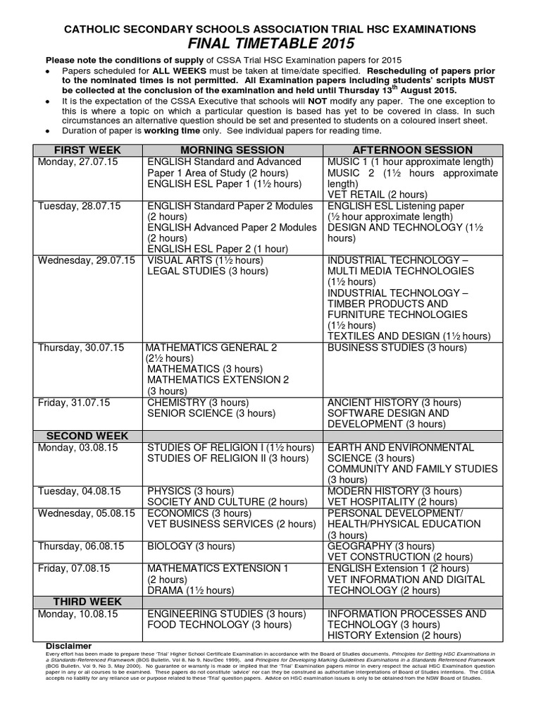 Trials Timetable PDF Test (Assessment) Science And Technology