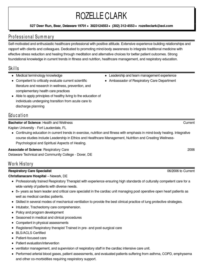 rozelle clark resume integrative skills Patient Medical Specialties
