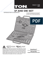 Pc. Tap and Die Set: Operator'S Manual