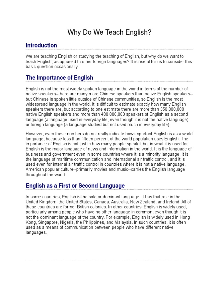 Why Do We Teach English | PDF | English Language | Foreign Language