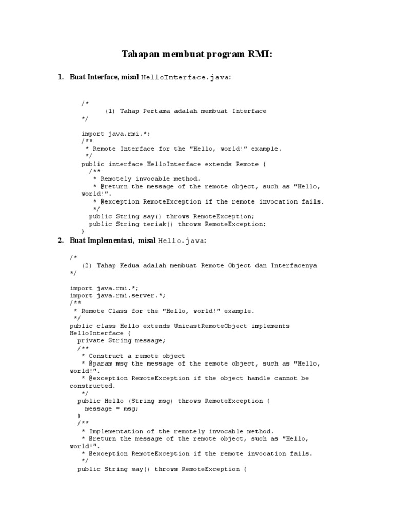 Panduan Membuat Program RMI | PDF | Java (Bahasa Pemrograman ...