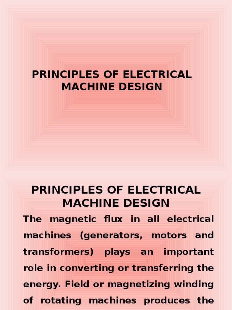 Electrical Machine Design Principles | PDF | Electricity | Electric Current