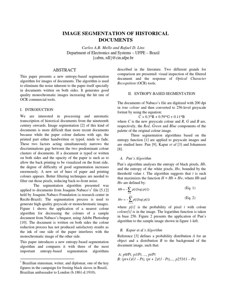 Entropy-Based Segmentation for Documents | PDF | Image Segmentation ...