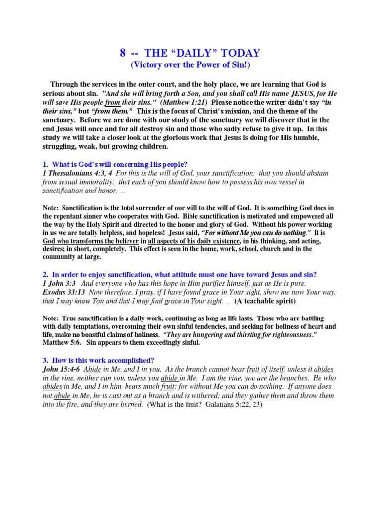 Victory Over Sin Through Daily Sanctification | PDF | Sanctification ...