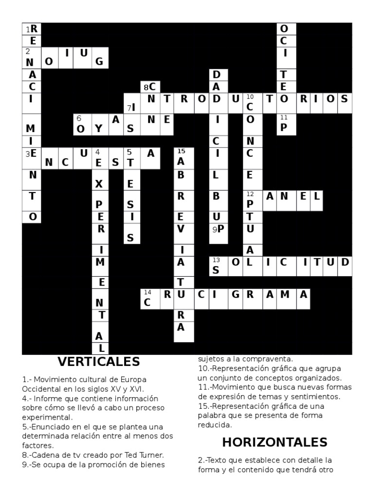 Español Crucigrama