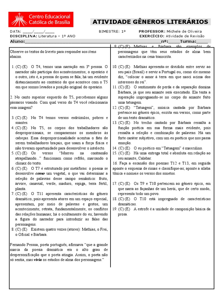 Os 5 Melhores Exercícios Sobre Gêneros Literários Com Gabarito – RYMUQ